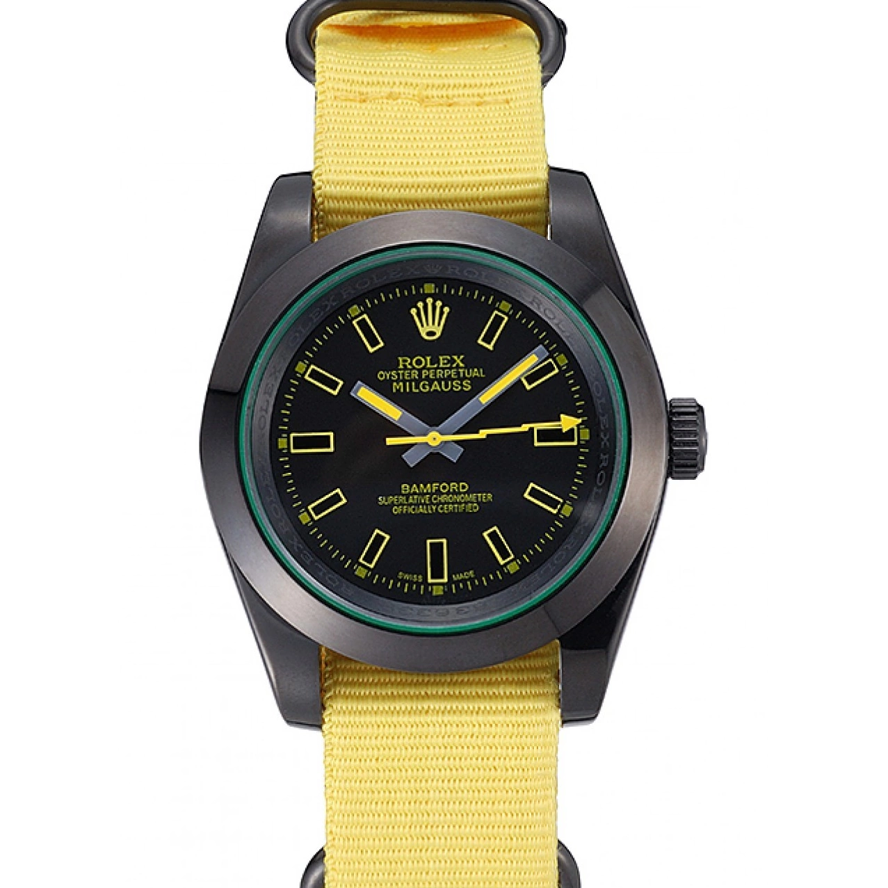 Aaa replica watch Milgauss Rolex Bamford Yellow Nylon Strap 621999 0712